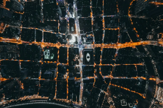 aerial view of city during night time
